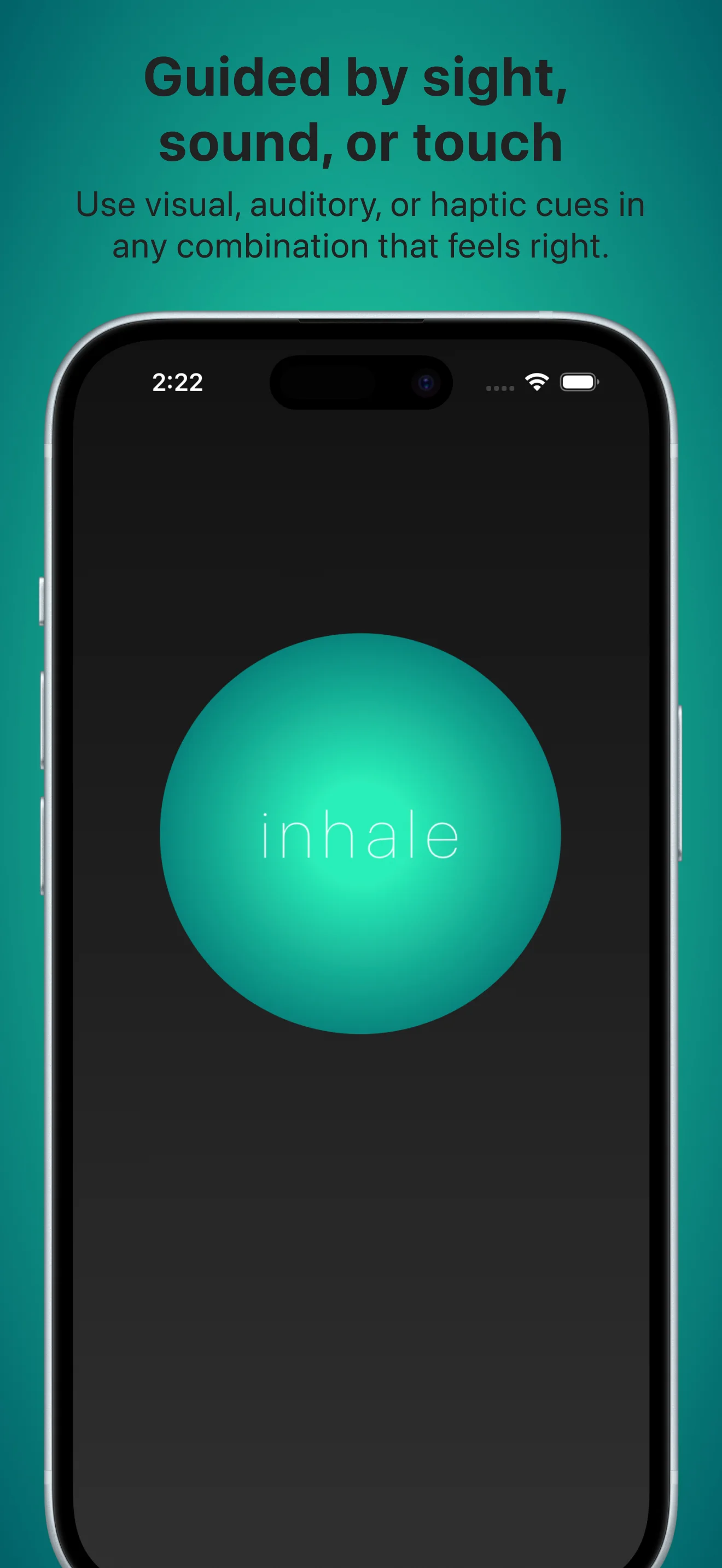 Sym Breathing coherent breathing app with visual, audio, and haptic guidance for paced breathing sessions.