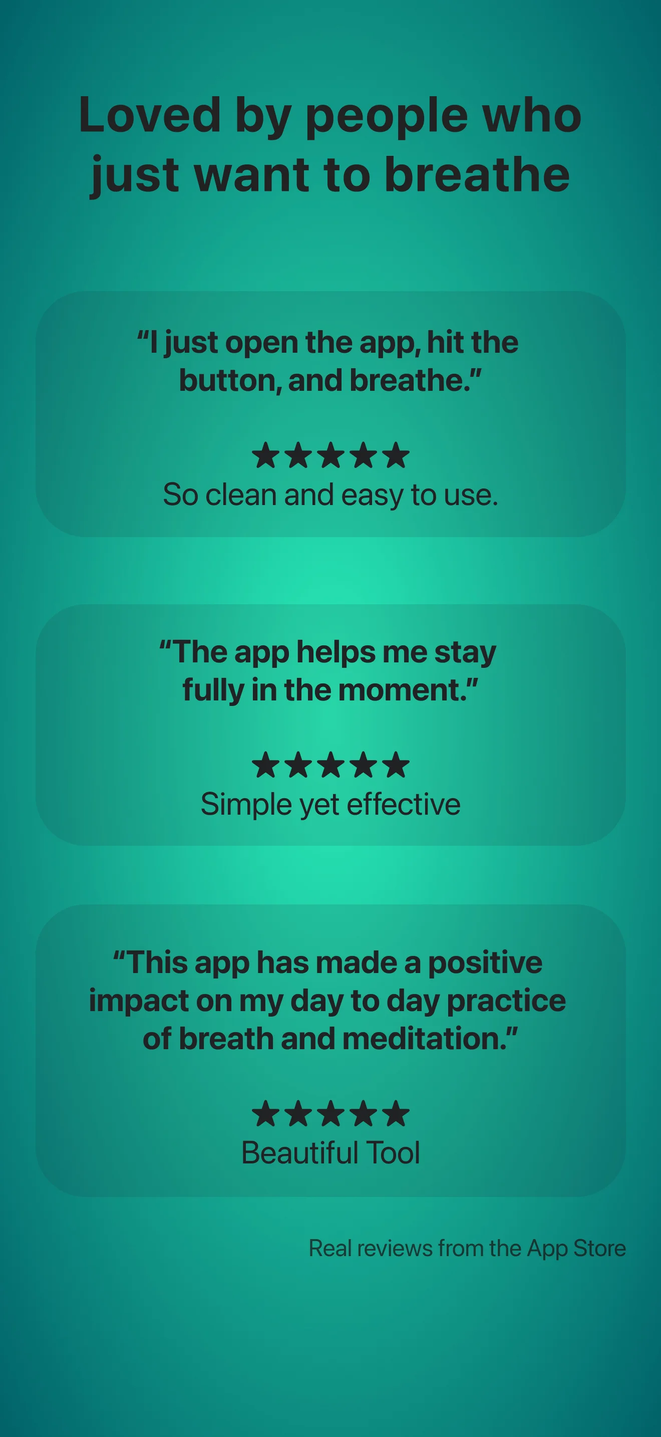 Five-star App Store reviews from people who use Sym Breathing for simple, effective breathwork and meditation.